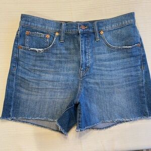Madewell Blue Jean Shorts Raw Hem High- Rise.  Size 29